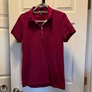 Burberry Women's Button-Down Polo in Berry